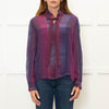 Saloni Purple Burgundy Silk Neck Tie Blouse