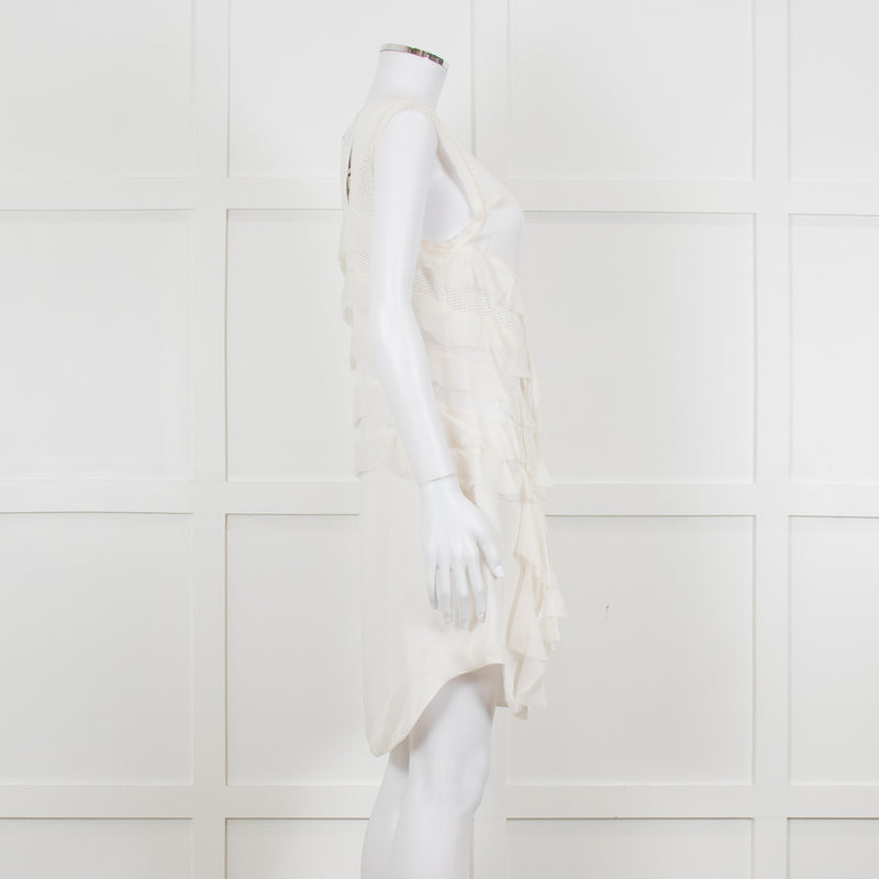 Isabel Marant Cream Sleeveless Mesh And Ruffled Dress