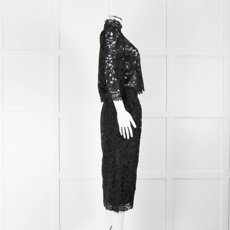 Ba&sh Black Lace Top with High Neck
