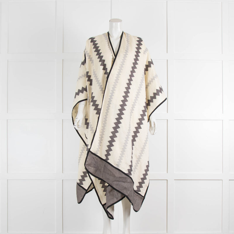 Vita Kin Cream Linen With A Grey Zig Zag Detail Wrap