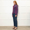 Saloni Purple Burgundy Silk Neck Tie Blouse