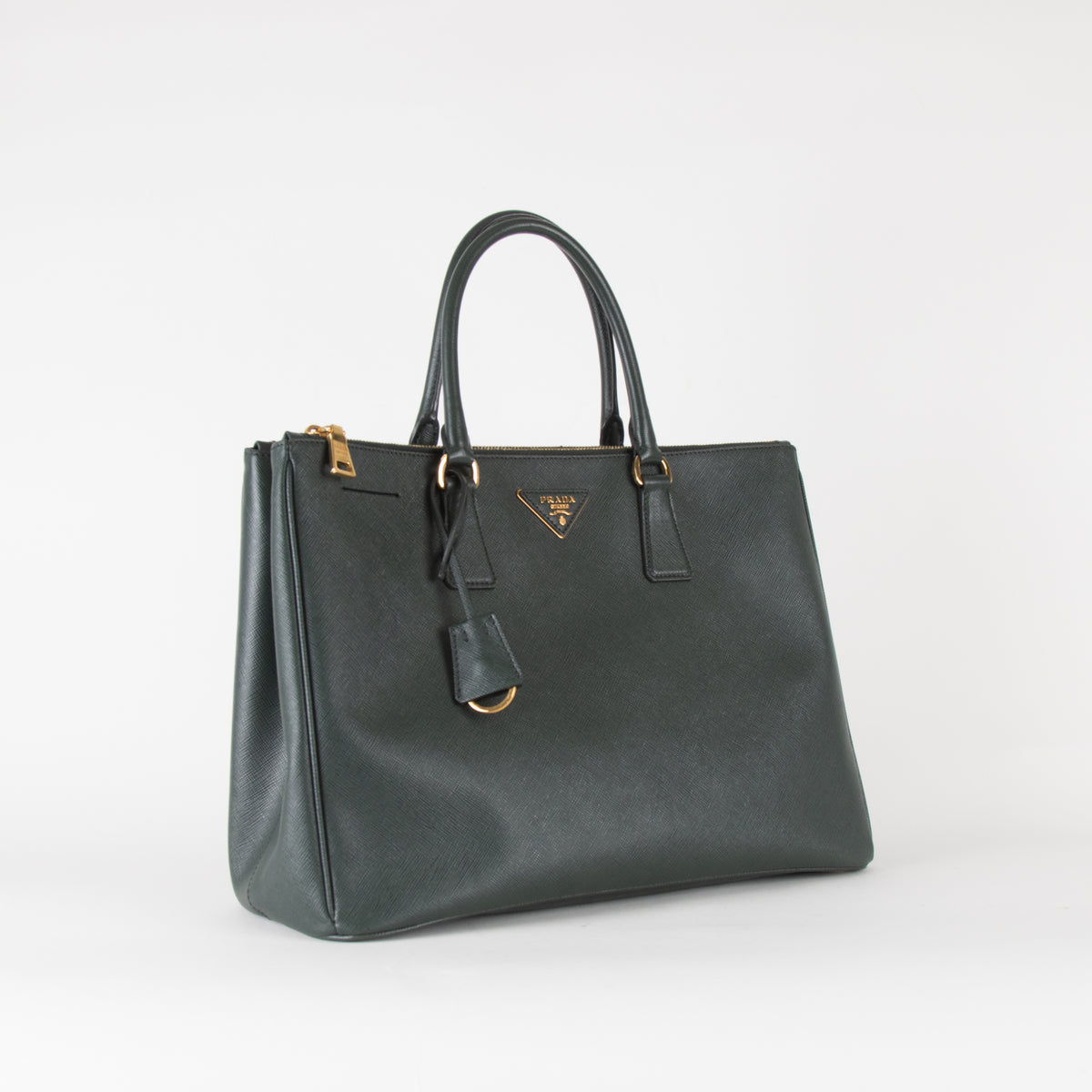 Prada Large Emerald Green Lux Saffiano Galleria Tote