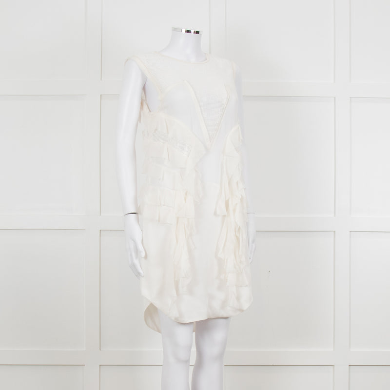 Isabel Marant Cream Sleeveless Mesh And Ruffled Dress