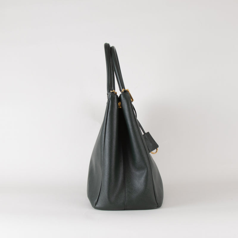 Prada Large Emerald Green Lux Saffiano Galleria Tote