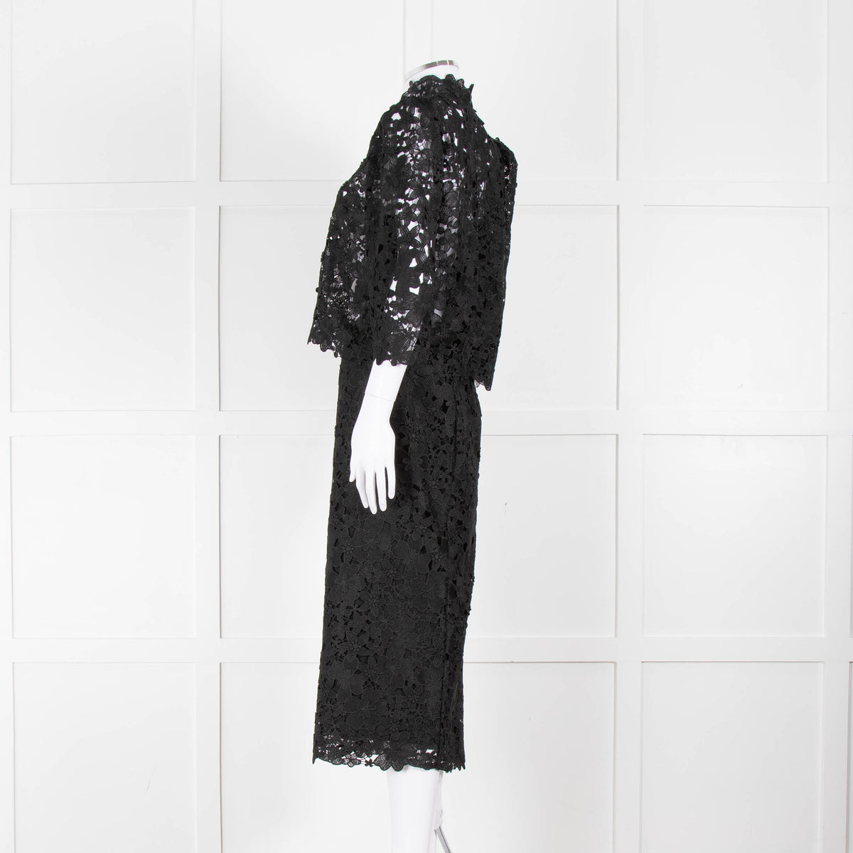 Ba&sh Black Lace Top with High Neck