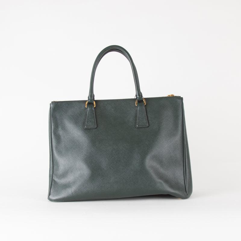 Prada Large Emerald Green Lux Saffiano Galleria Tote