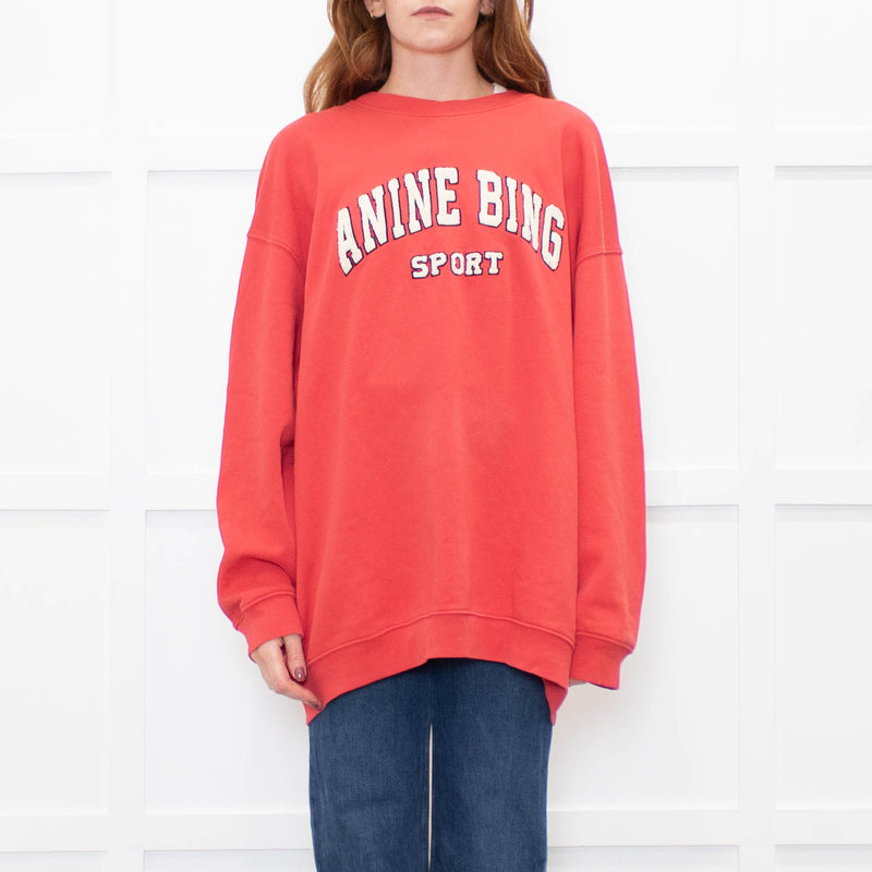 Anine Bing Red White Slogan Sweatshirt