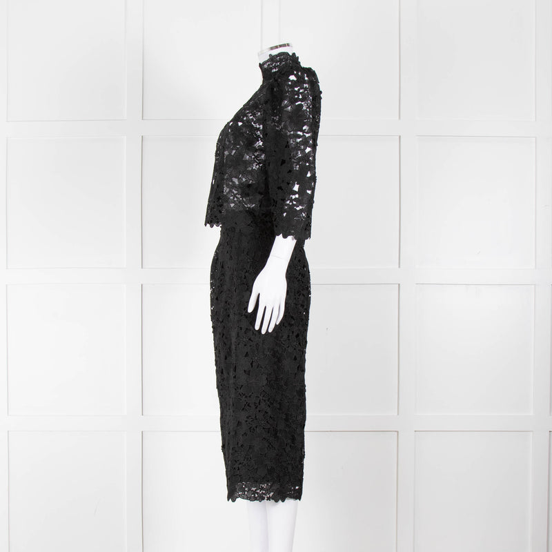 Ba&sh Black Lace Top with High Neck