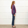 Saloni Purple Burgundy Silk Neck Tie Blouse