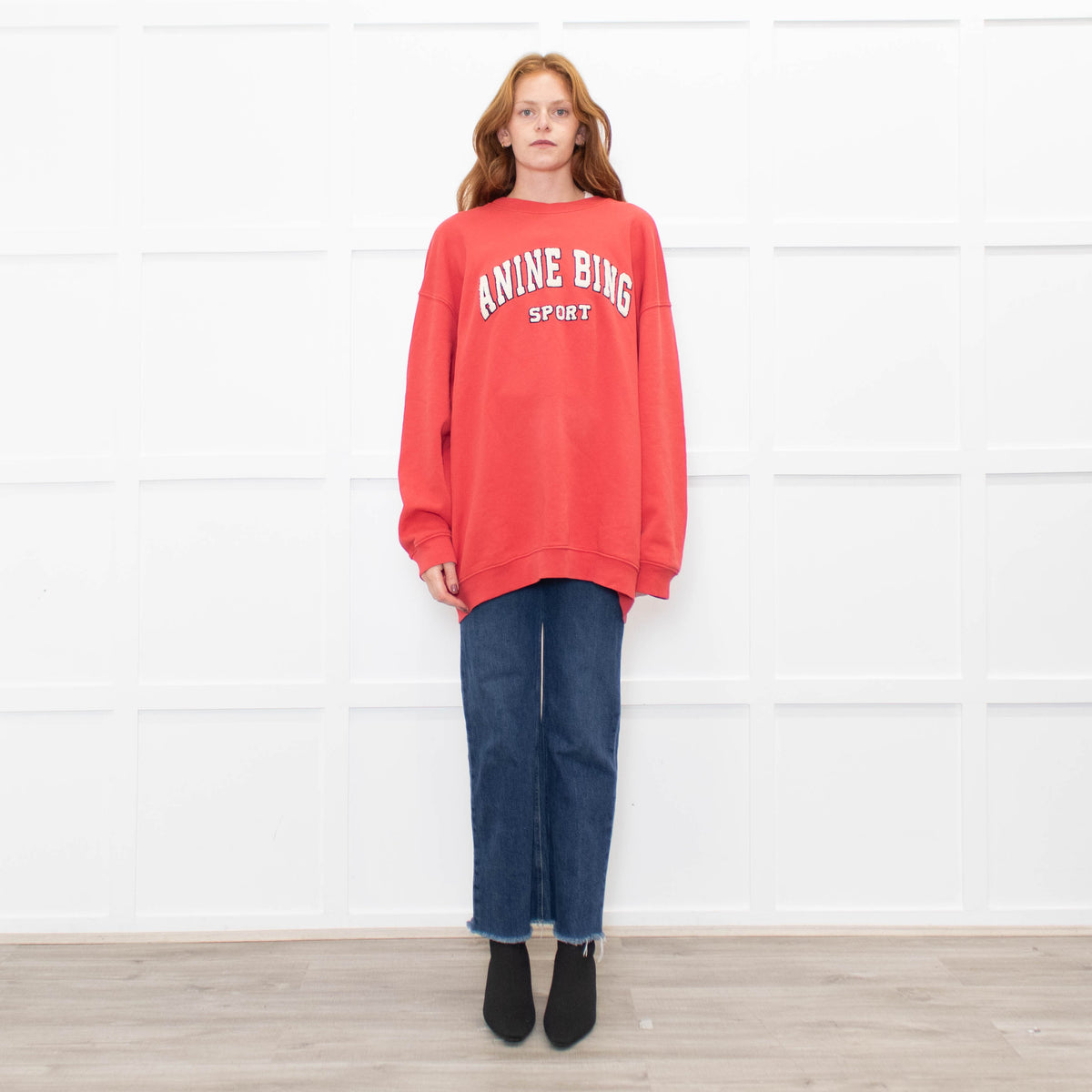 Anine Bing Red White Slogan Sweatshirt