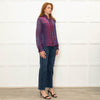 Saloni Purple Burgundy Silk Neck Tie Blouse
