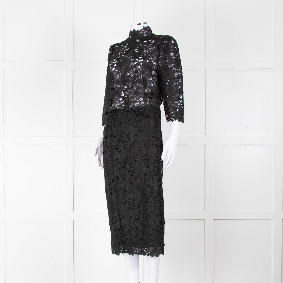 Ba&sh Black Lace Top with High Neck