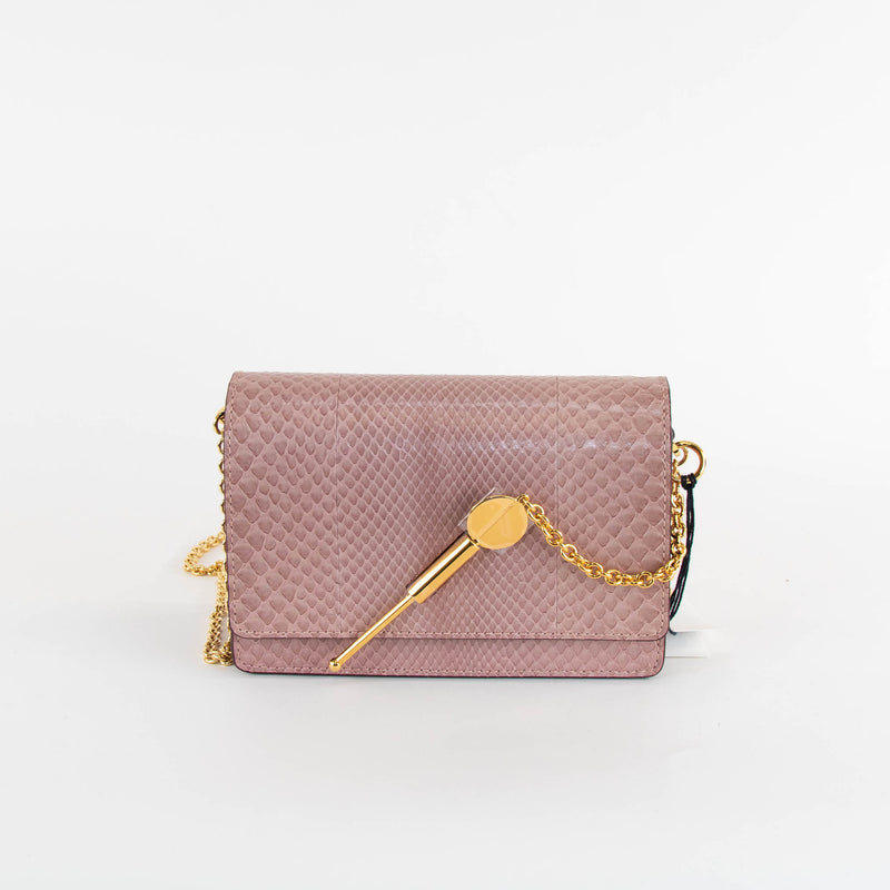 Sophie Hulme Blush Pink Snake Micro Cocktail Stirrer Bag