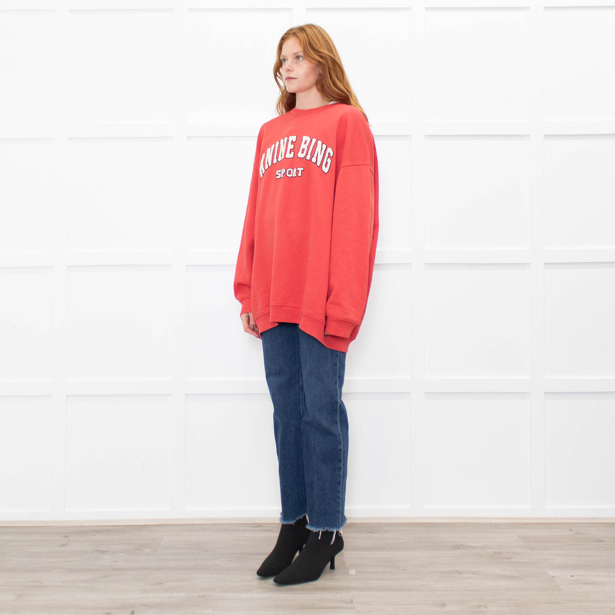 Anine Bing Red White Slogan Sweatshirt