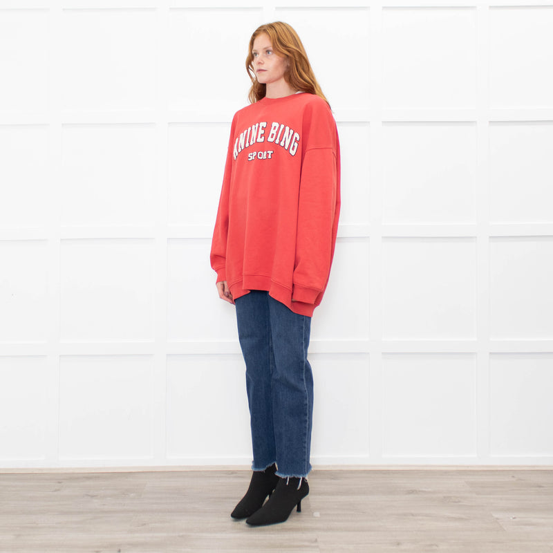 Anine Bing Red White Slogan Sweatshirt