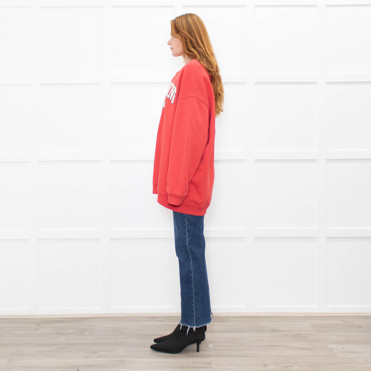 Anine Bing Red White Slogan Sweatshirt