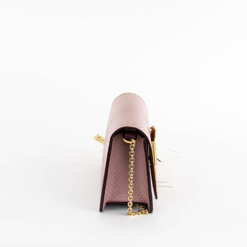 Sophie Hulme Blush Pink Snake Micro Cocktail Stirrer Bag