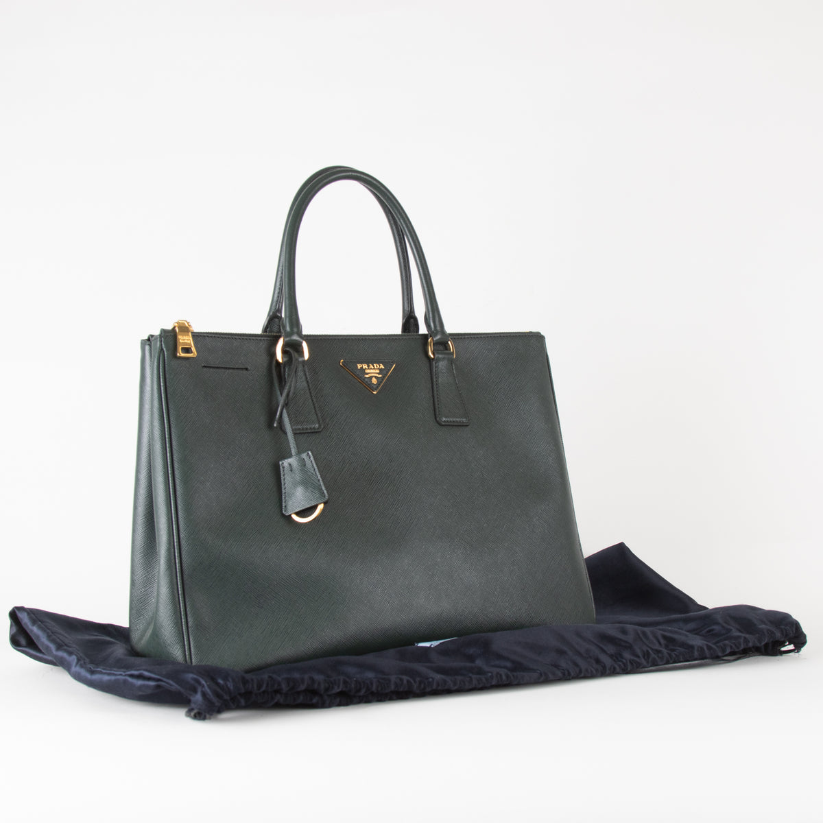 Prada Large Emerald Green Lux Saffiano Galleria Tote
