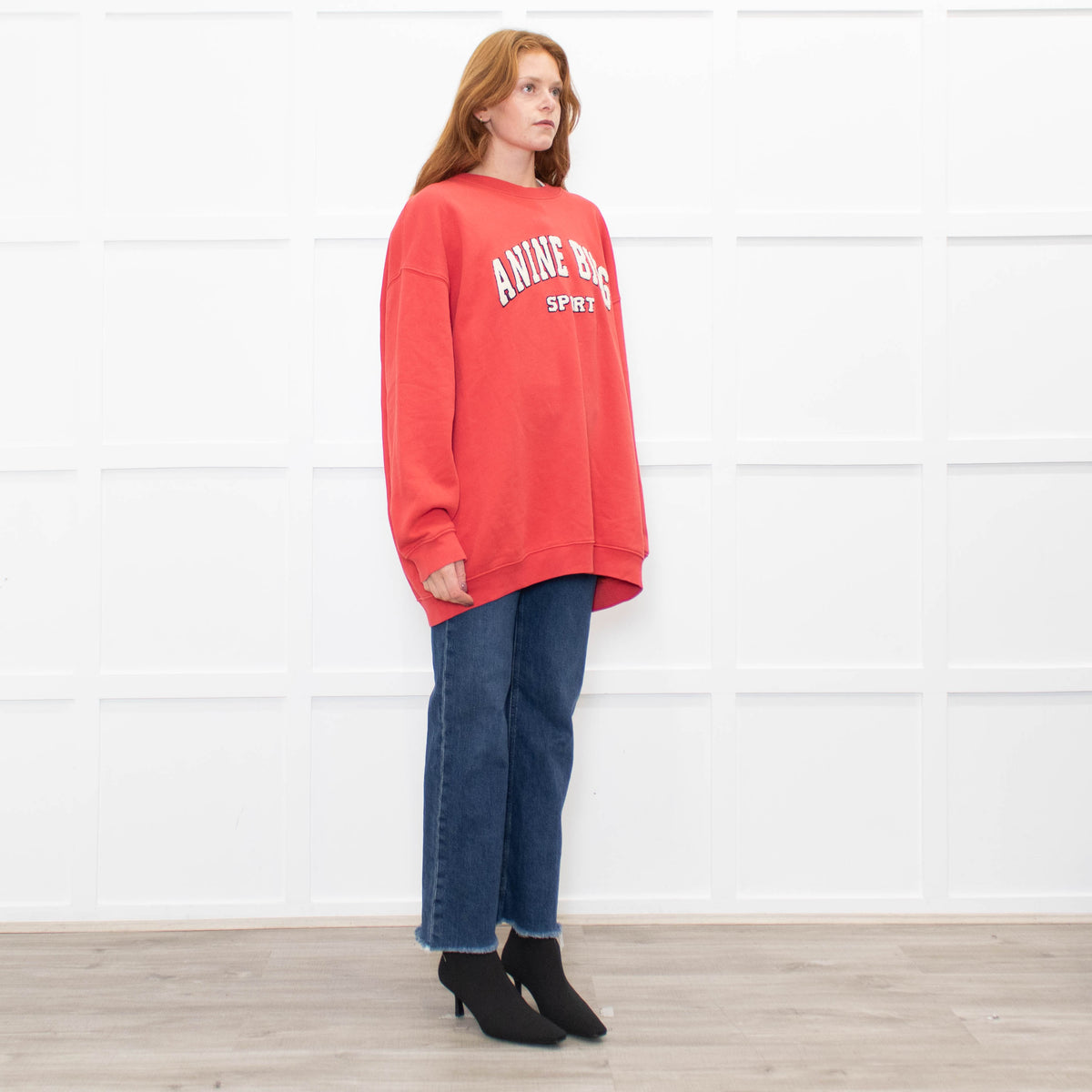 Anine Bing Red White Slogan Sweatshirt