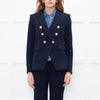 Veronica Beard Navy Miller Dickey Blazer With Denim Insert