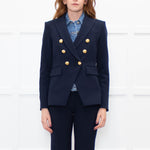 Veronica Beard Navy Miller Dickey Blazer With Denim Insert