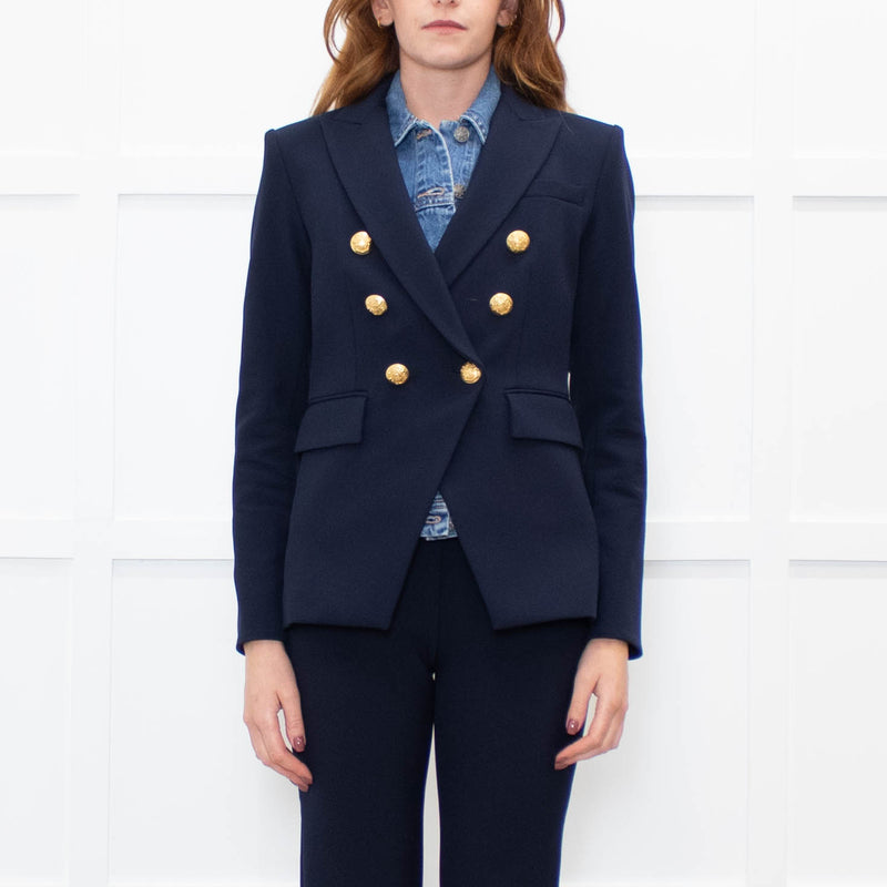 Veronica Beard Navy Miller Dickey Blazer With Denim Insert