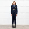 Veronica Beard Navy Miller Dickey Blazer With Denim Insert