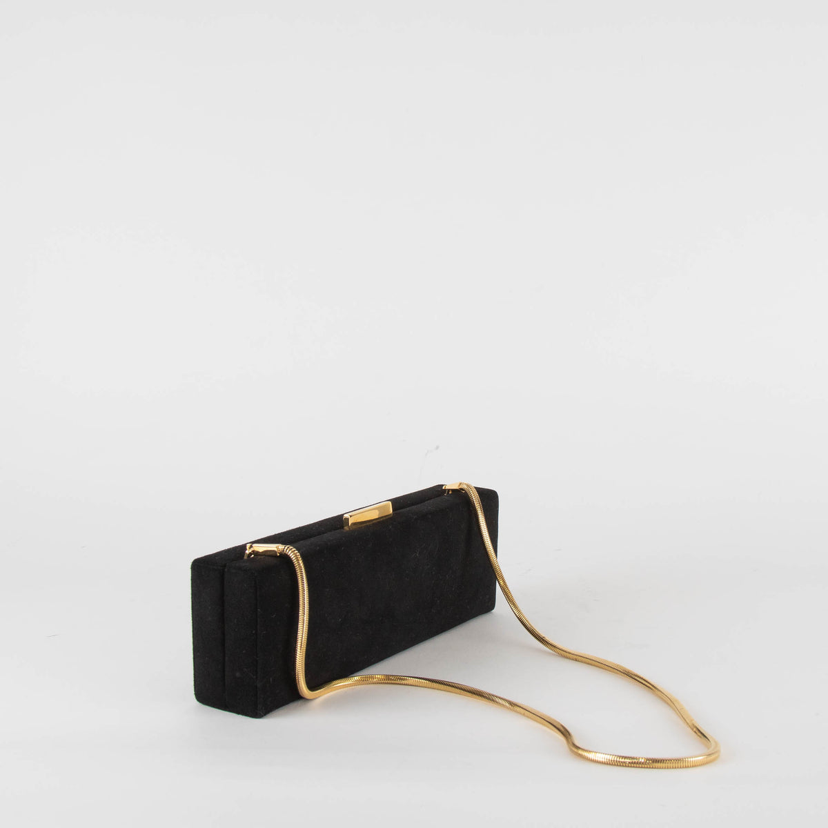Salvatore Ferragamo Black Evening Bag With Removable Snake Chain