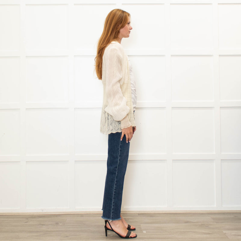 Sportmax Cream Mohair Silk Overlay Cardigan