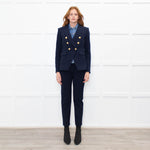Veronica Beard Blue Trousers Renzo Pant Gold Buttons