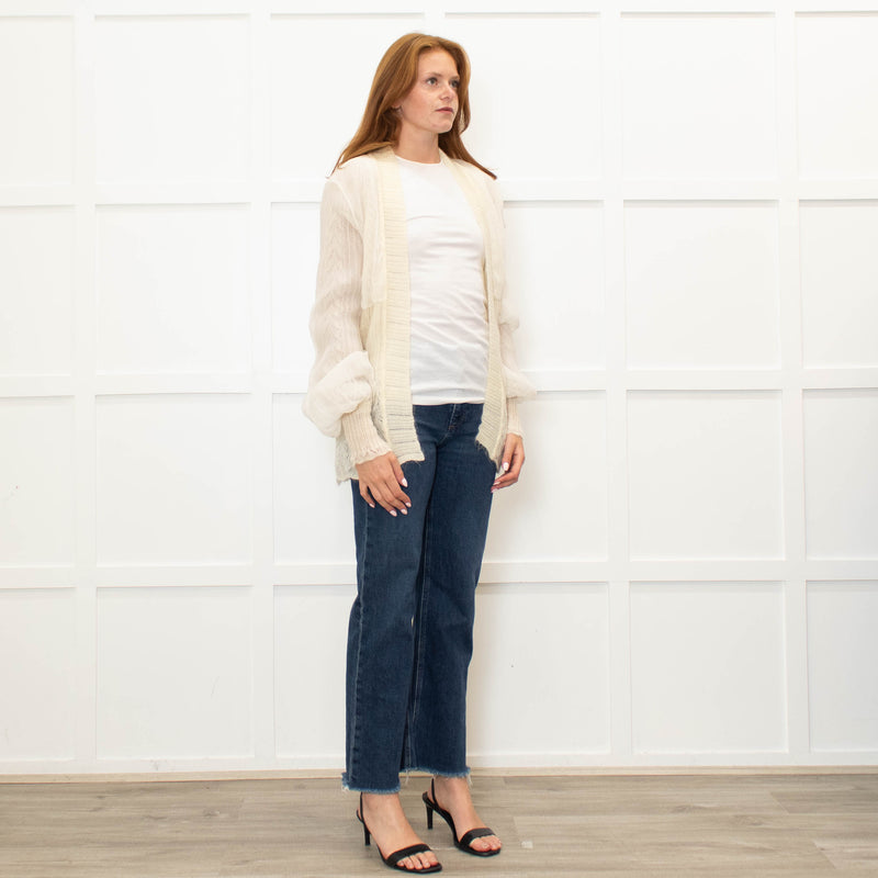 Sportmax Cream Mohair Silk Overlay Cardigan