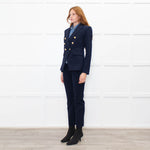 Veronica Beard Navy Miller Dickey Blazer With Denim Insert