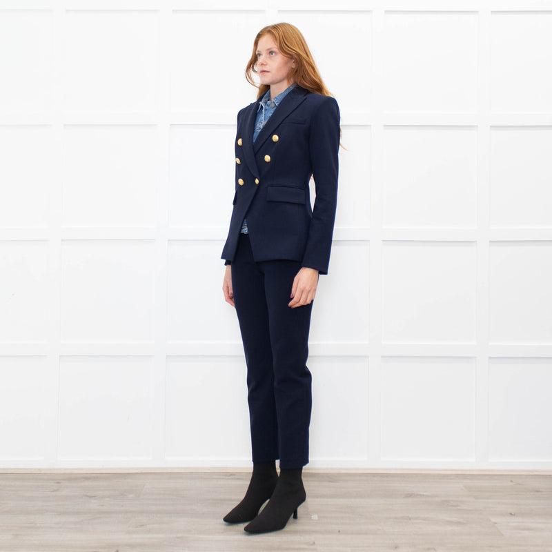 Veronica Beard Navy Miller Dickey Blazer With Denim Insert