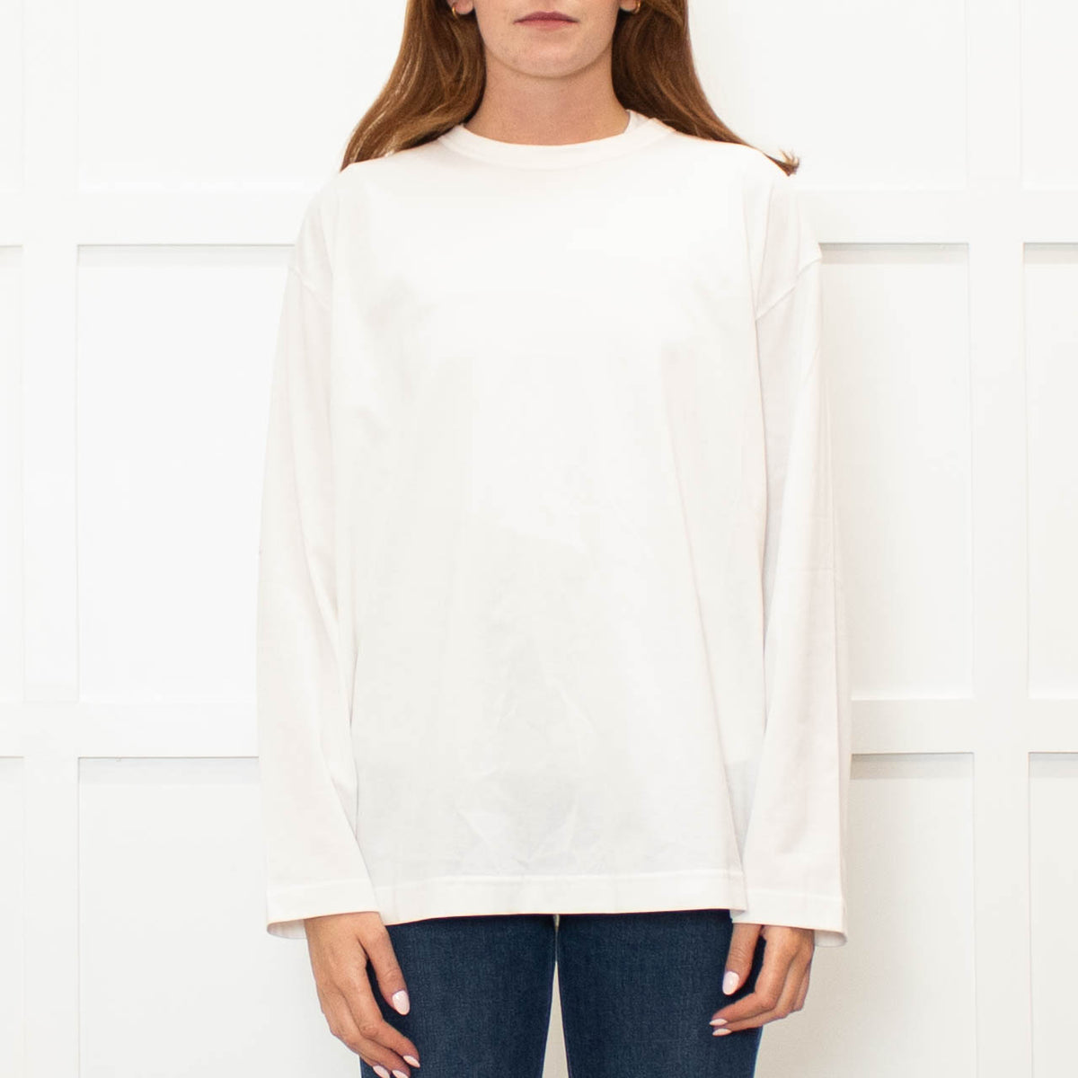 Fabiana Filippi Cream Cotton Front Long Sleeve Top