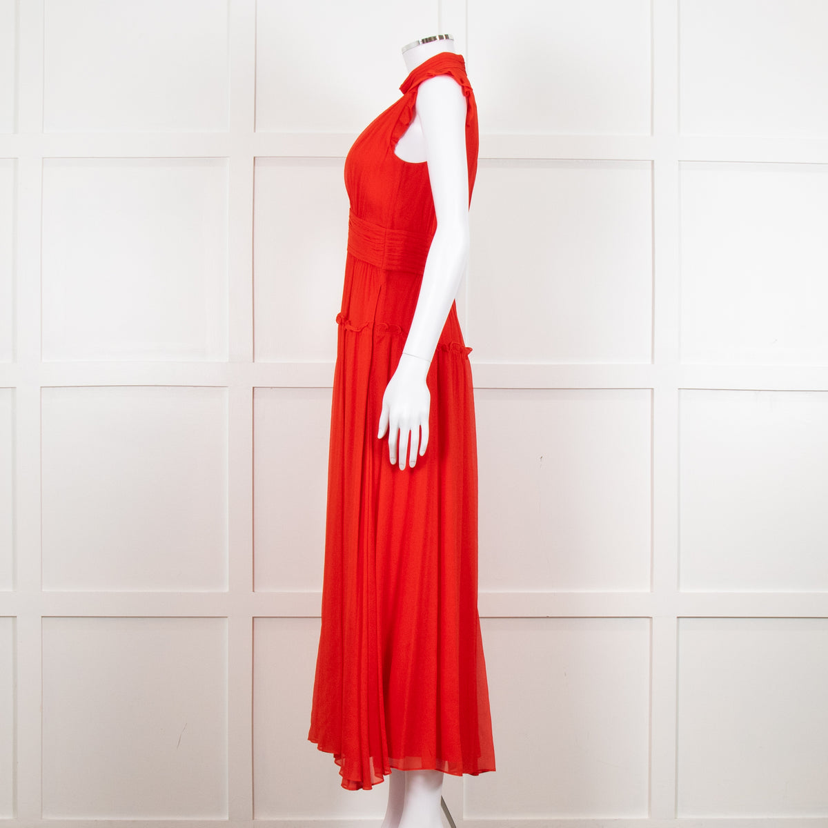 Me + Em Red Full Length Sleeveles Dress