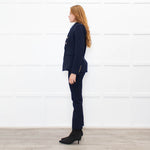 Veronica Beard Navy Miller Dickey Blazer With Denim Insert