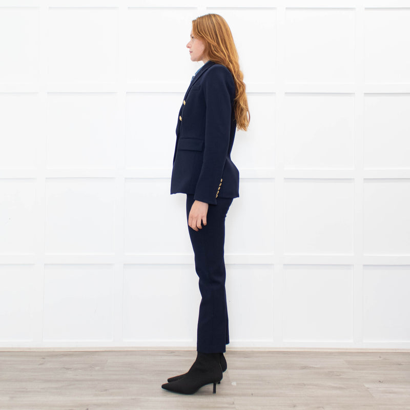 Veronica Beard Navy Miller Dickey Blazer With Denim Insert