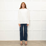 Fabiana Filippi Cream Cotton Front Long Sleeve Top