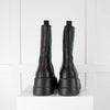 Essentiel Antwerp Black Chelsea Boots with Green Elastic