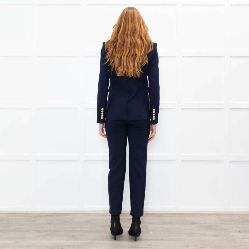 Veronica Beard Navy Miller Dickey Blazer With Denim Insert