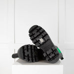 Essentiel Antwerp Black Chelsea Boots with Green Elastic
