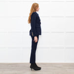 Veronica Beard Navy Miller Dickey Blazer With Denim Insert
