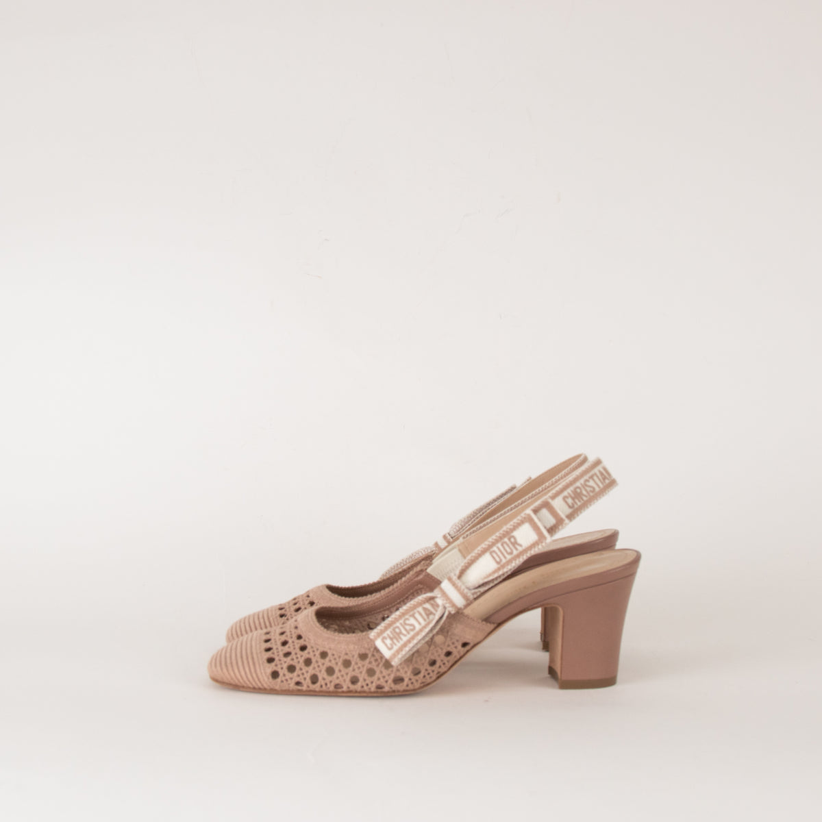 Christian Dior Beige Mesh D-Moi Heeled Slingbacks