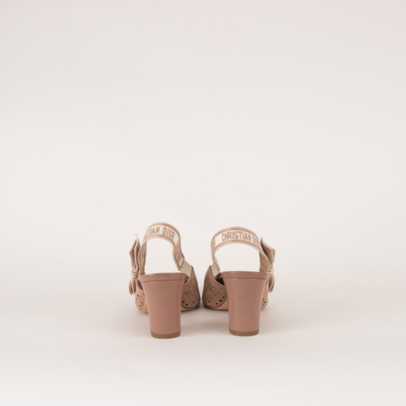 Christian Dior Beige Mesh D-Moi Heeled Slingbacks