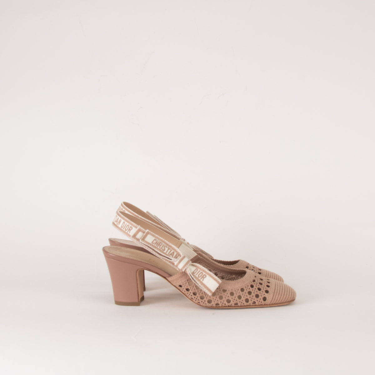 Christian Dior Beige Mesh D-Moi Heeled Slingbacks