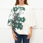 Dries Van Noten Cream Green Floral Shortsleeve Sweatshirt