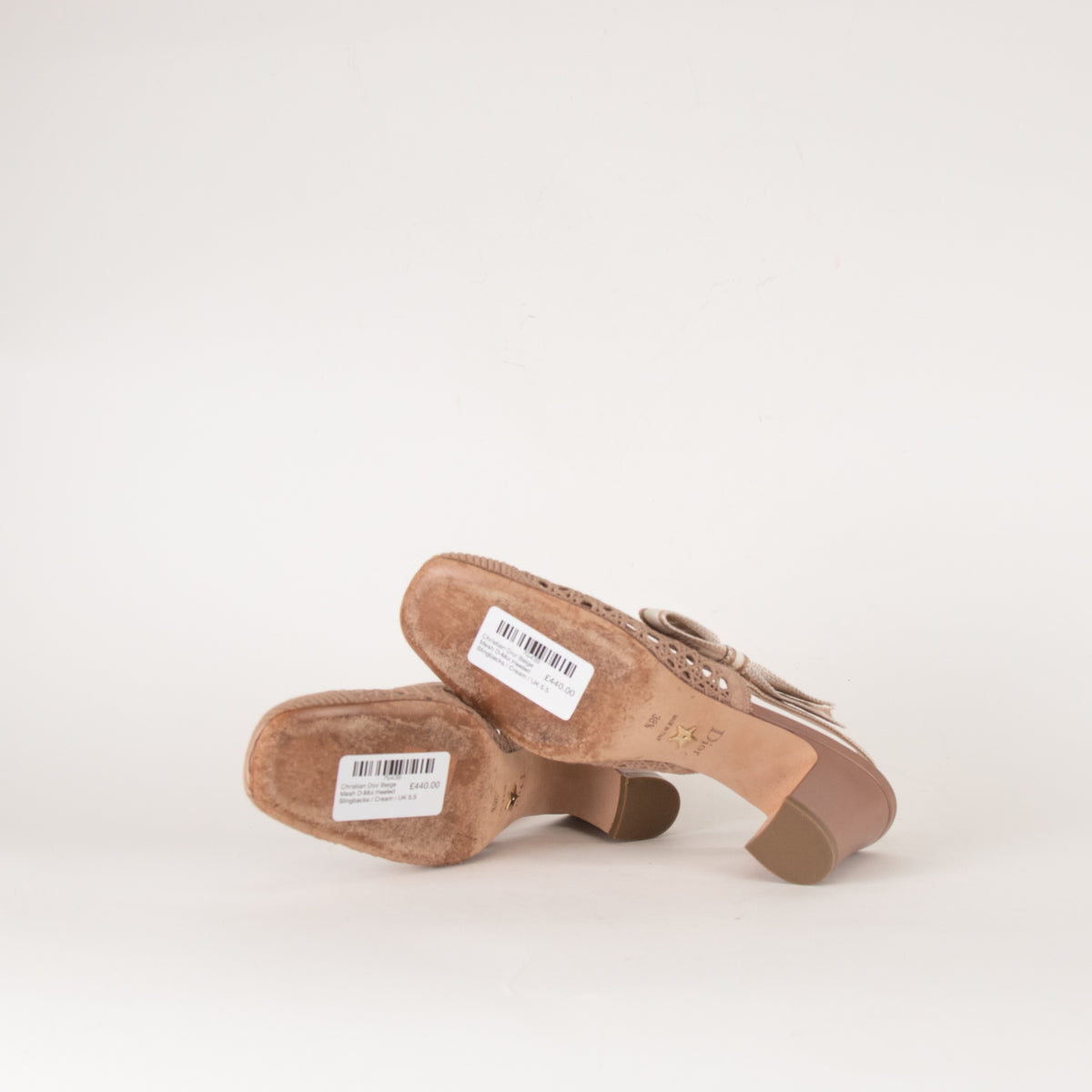 Christian Dior Beige Mesh D-Moi Heeled Slingbacks