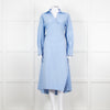Eudon Choi Blue Cotton Button Up Asymmetric Shirt Dress