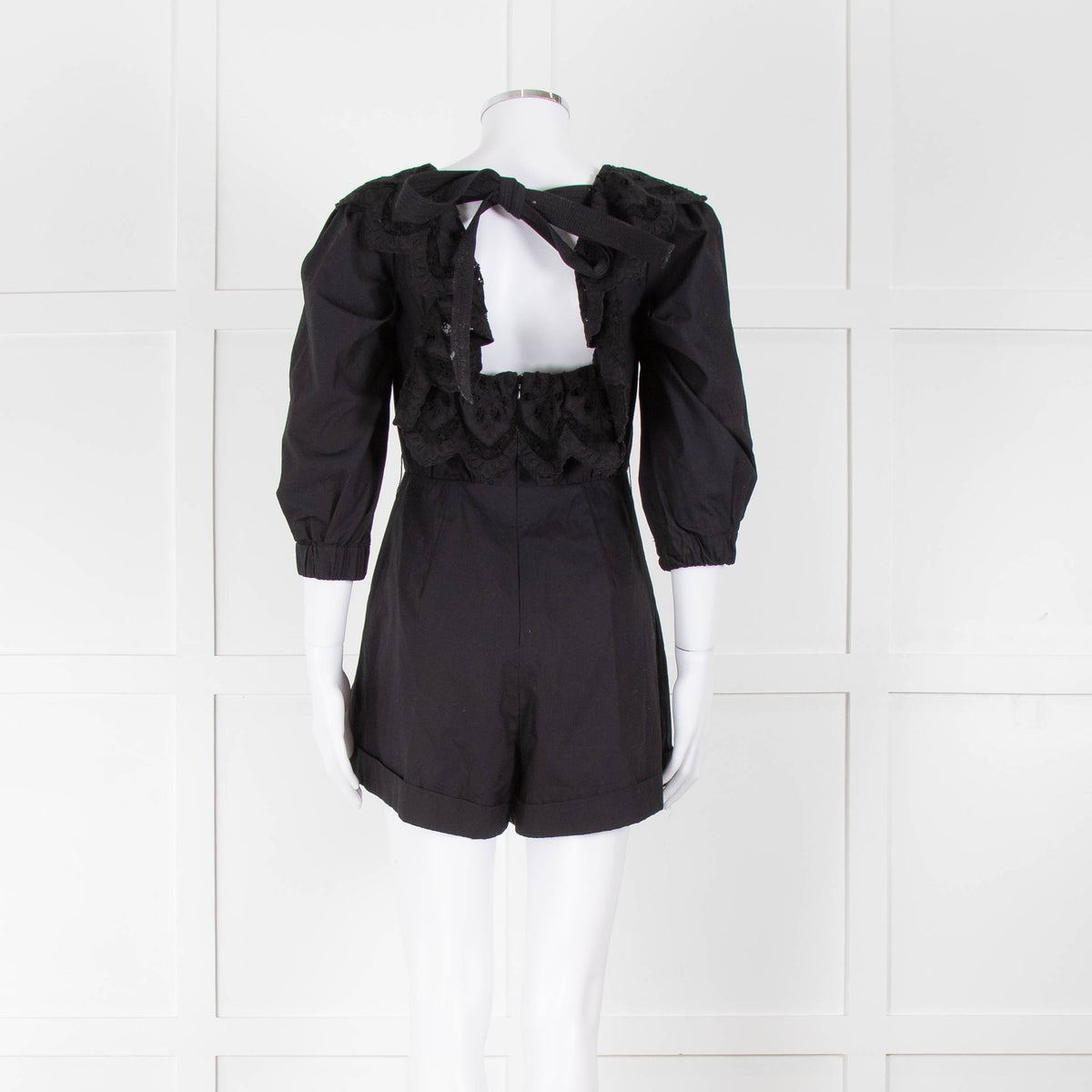 Self Portrait Black Playsuit Broderie Collar