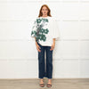 Dries Van Noten Cream Green Floral Shortsleeve Sweatshirt